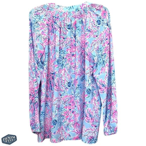 Lilly Pulitzer Elsa Top Cabana Cocktail Size L 100% Silk Blouse/Top | RARE! - Picture 2 of 9
